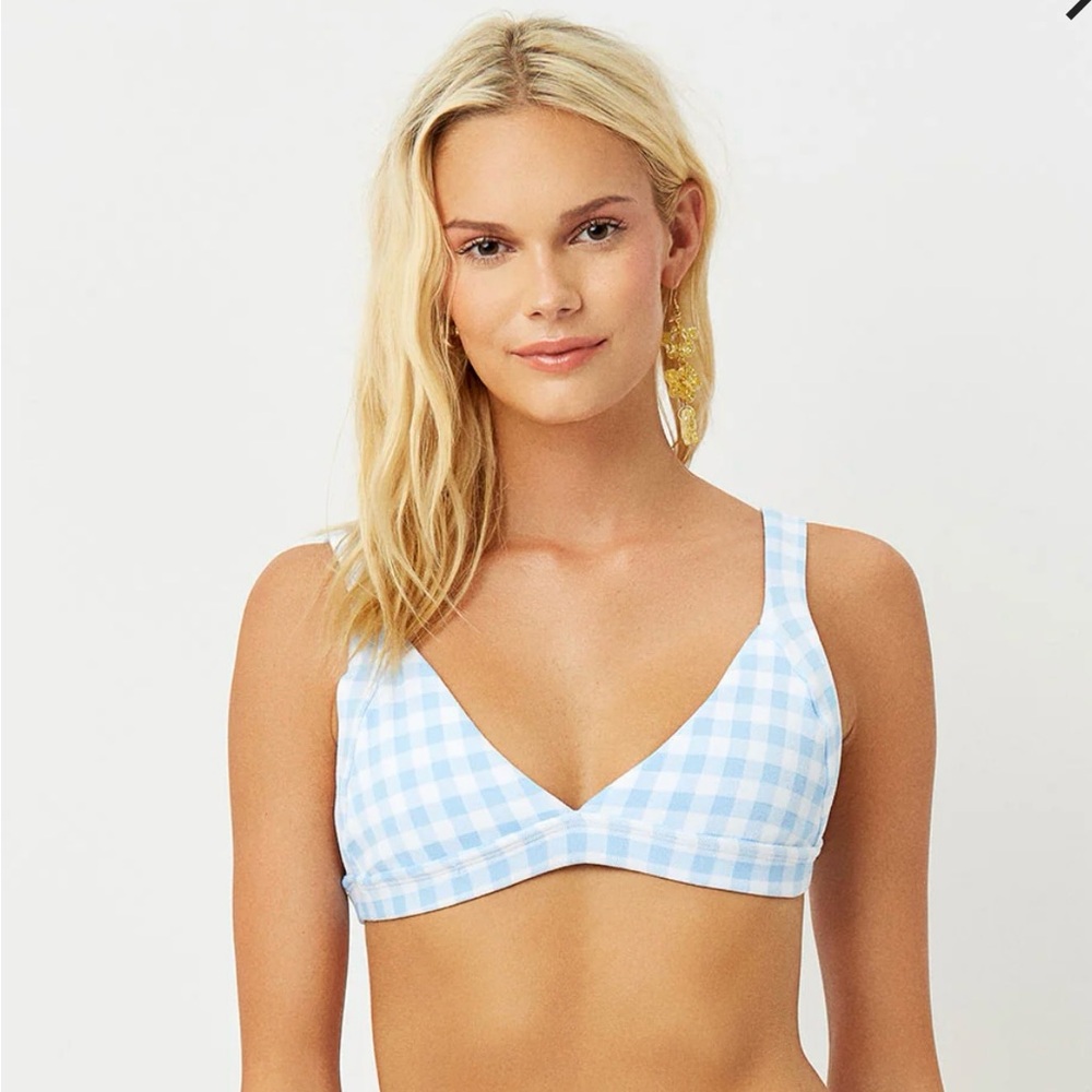 Frankie’s Bikini Blue Gingham Bikini Top Size XS